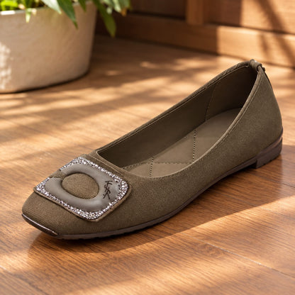 WASÈ M22 Crystal Buckle Ballet Flat – Henna – Side View
