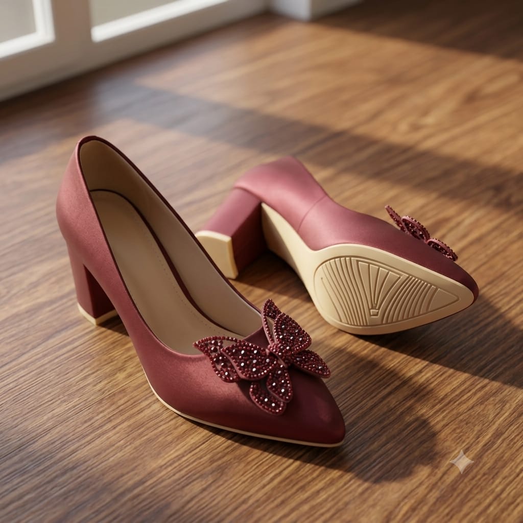 WASÈ Article M39 Maroon butterfly block heel pump