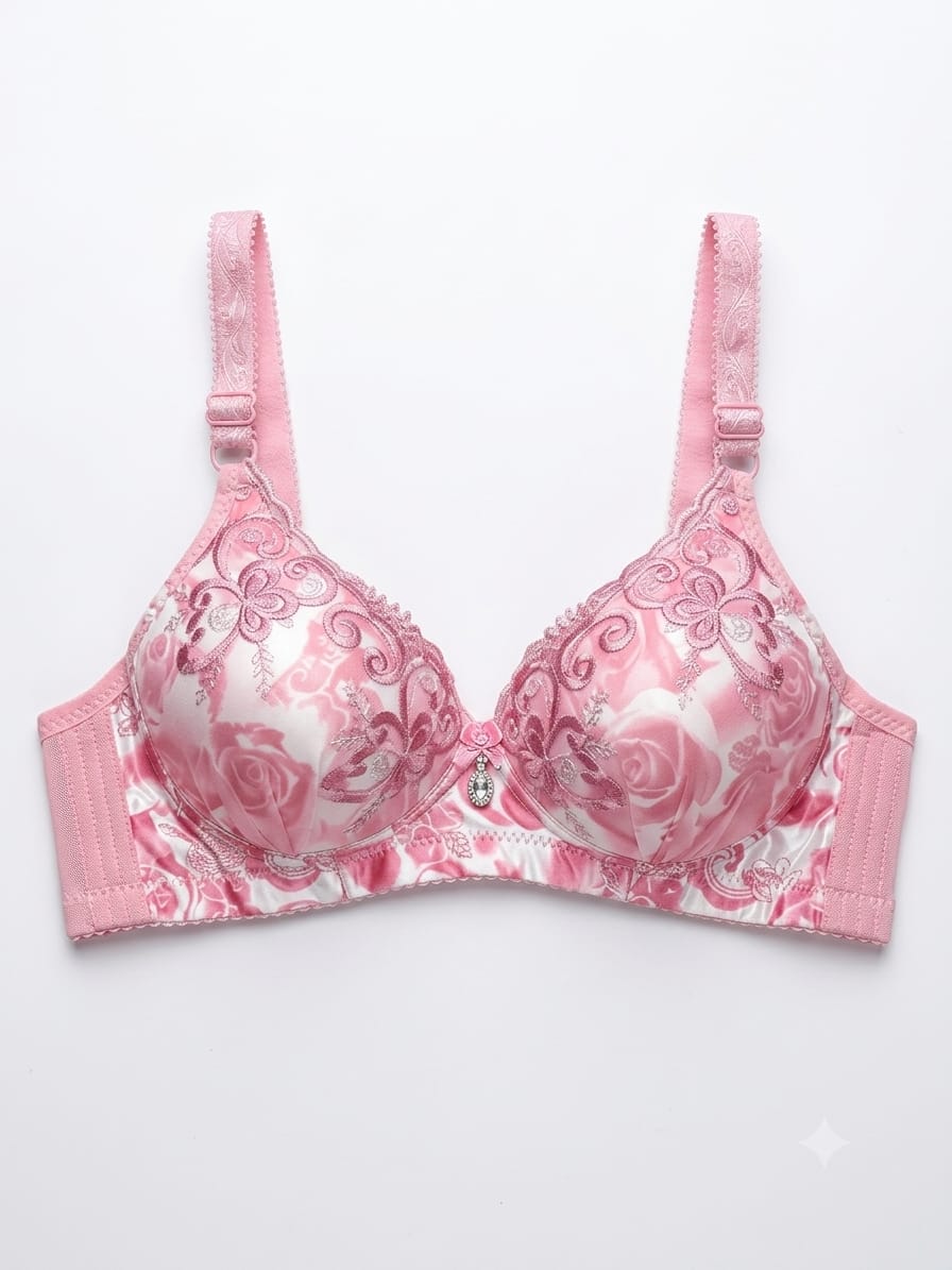 Women's Rose Embroidered Bridal Bra