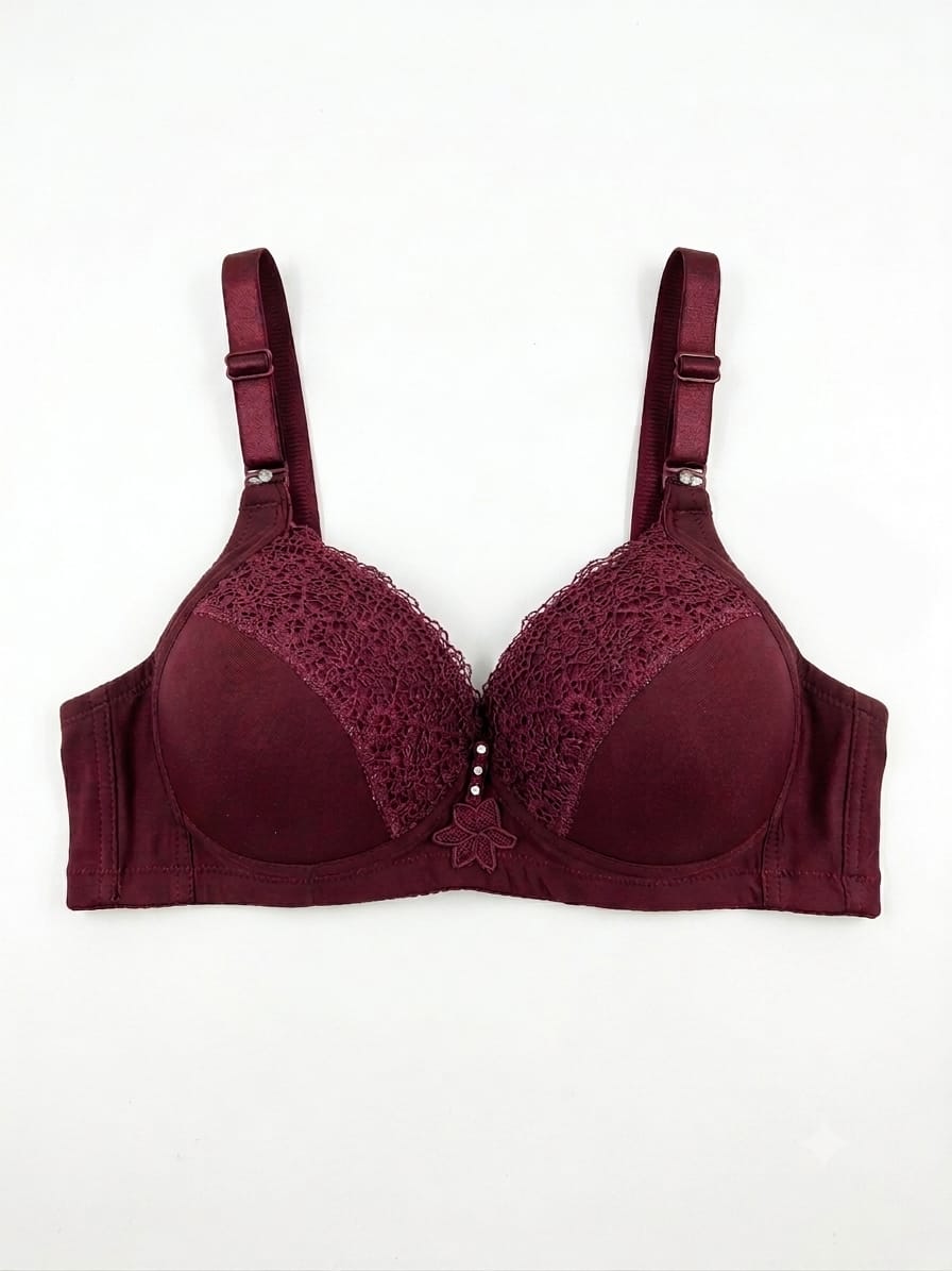 Women's Lace Overlay D-Cup Push-Up Bra