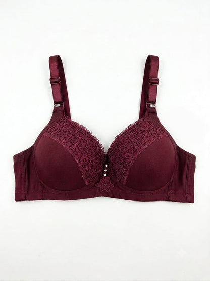 Women's Lace Overlay D-Cup Push-Up Bra