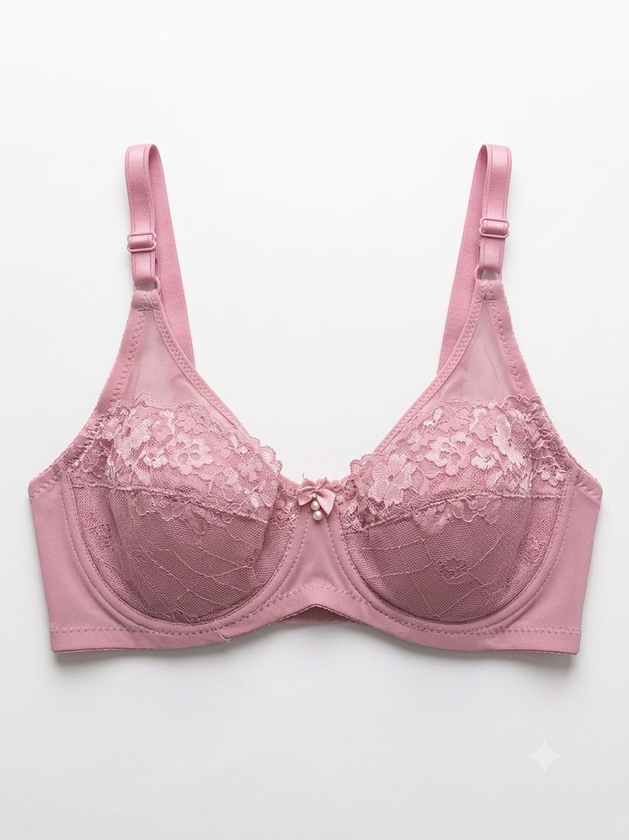 Women’s Pink Floral Lace Bra