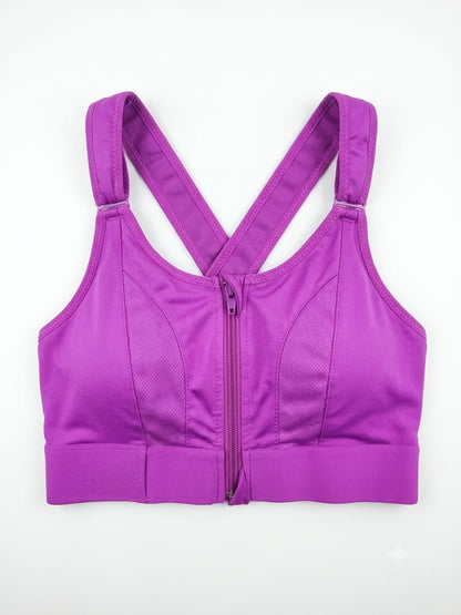 Women's Zip-Front Cross-Back Sports Bra